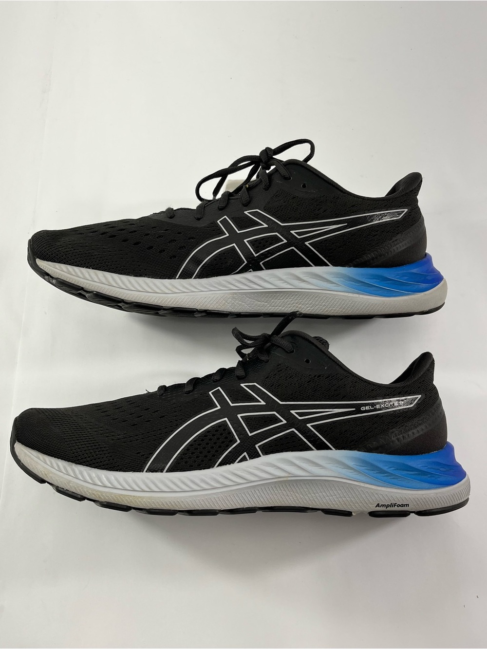 Asics Charcoal Black White Blue Heel  Men’s Size:12 Running Shoes